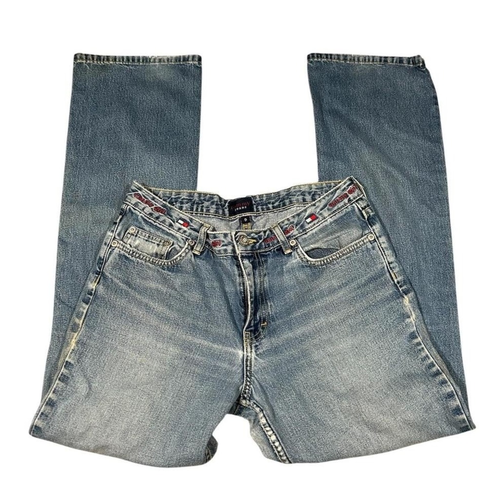 Y2K VTG Tommy Jeans‎ Tommy Hilfiger Distressed Faded Denim Straight Leg Size 9